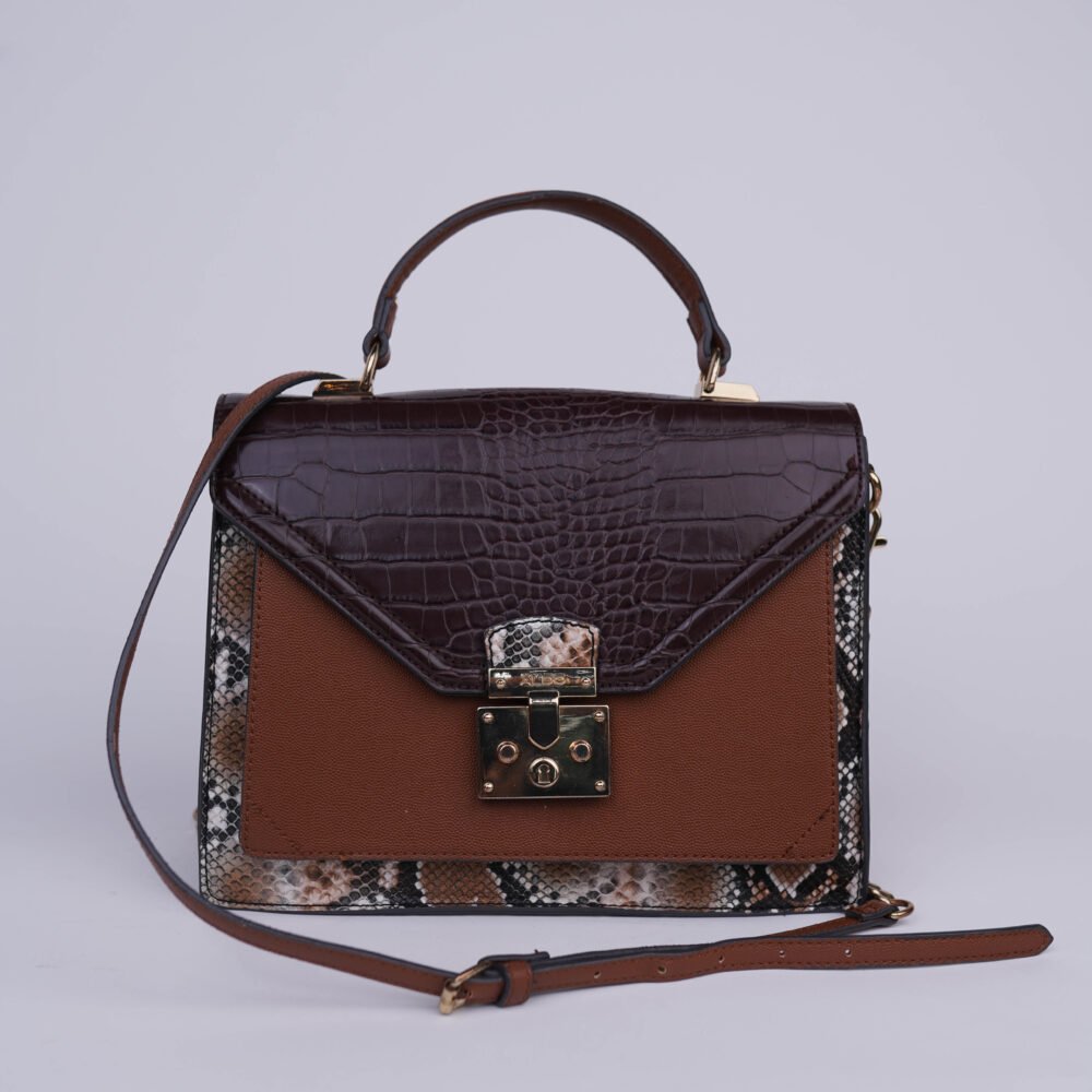 Aldo Clairea Brown/Reptile Print Top Handle Sling Bag