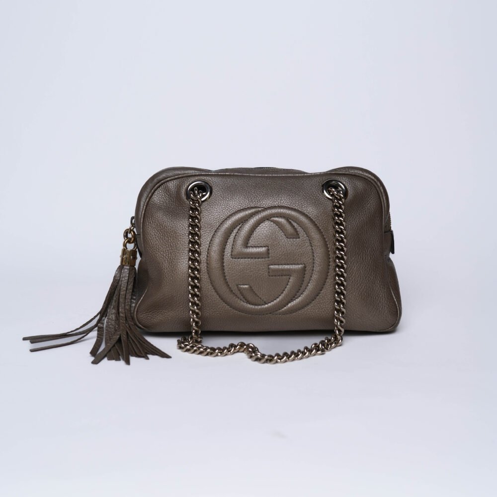 Gucci Soho Metallic Grey Chain Shoulder Bag