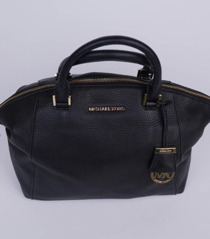 Michael Kors Riley Pebbled Leather Large Satchel Black Bag