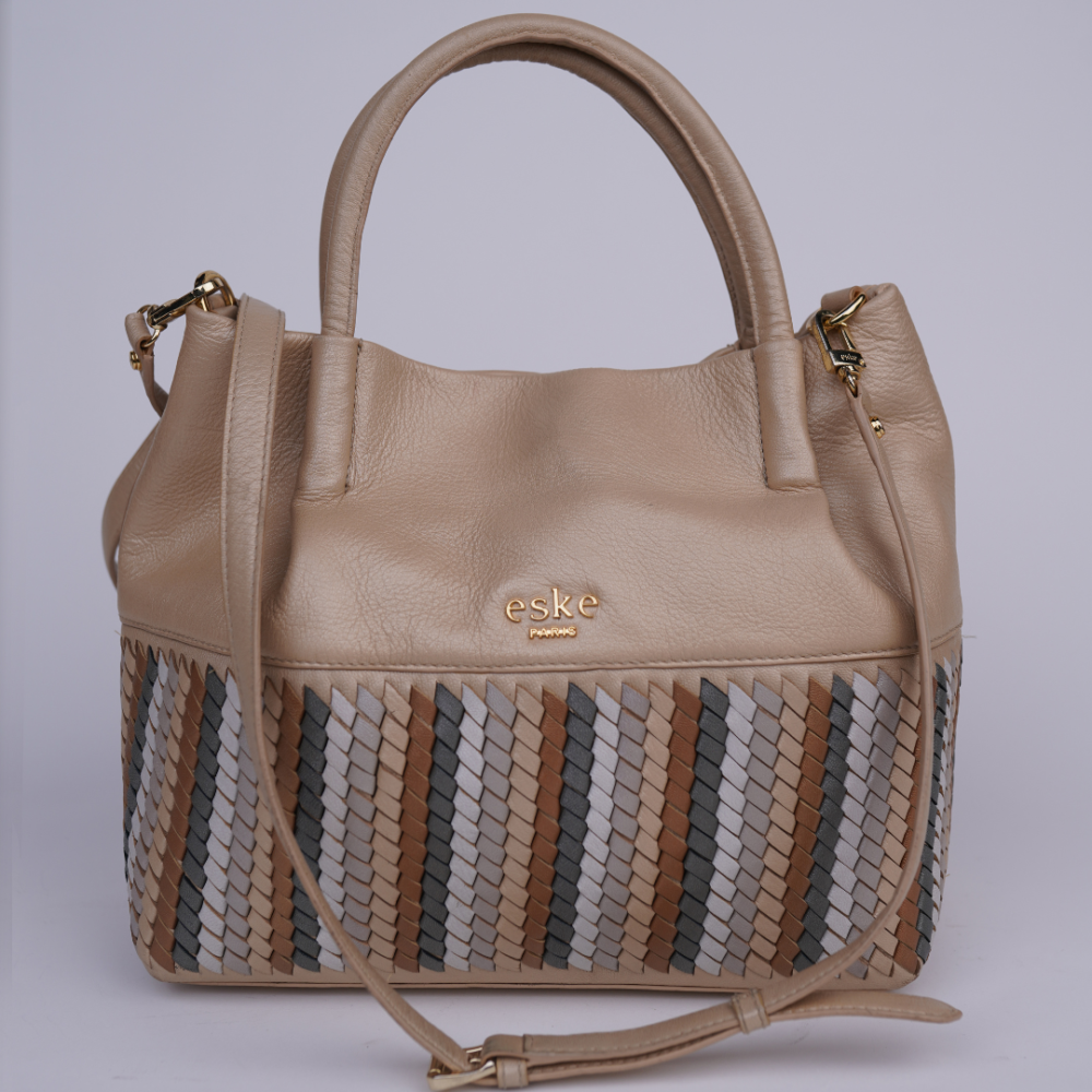 Eske Paris Pebbled Leather Gold Toned Satchel Bag