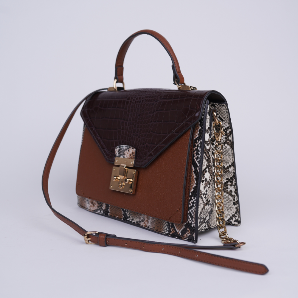 Aldo Clairea Brown/Reptile Print Top Handle Sling Bag - Image 3