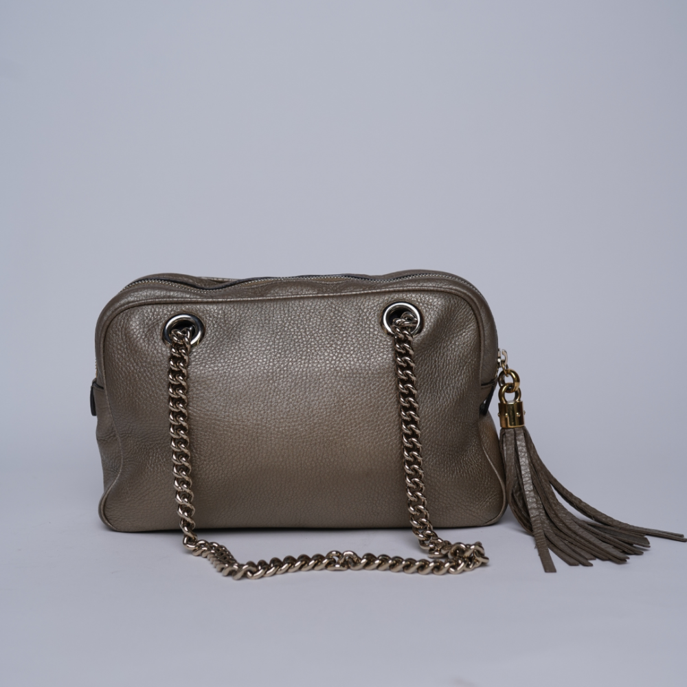 Gucci Soho Metallic Grey Chain Shoulder Bag - Image 3