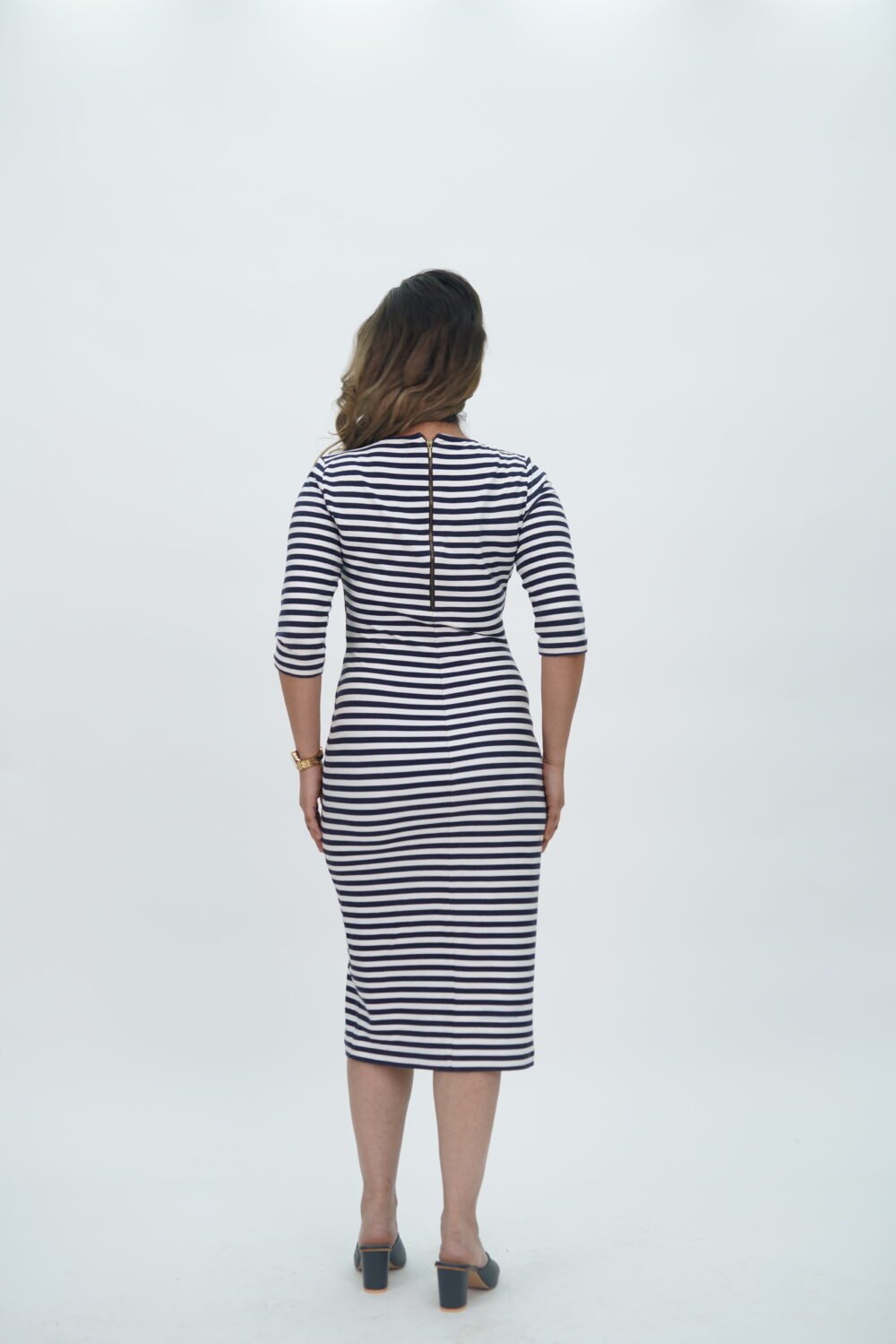 Zara Blue And White Striped Bodycon Dress - Image 2