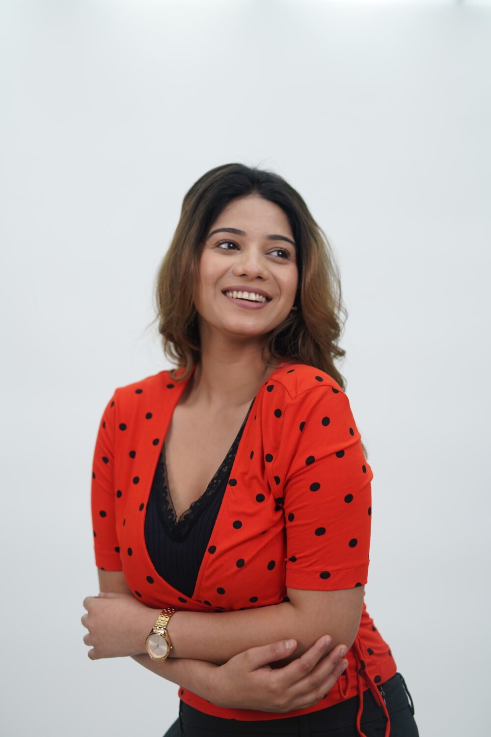 Forever 21 Orange With Black Polka Dot Top - Image 2