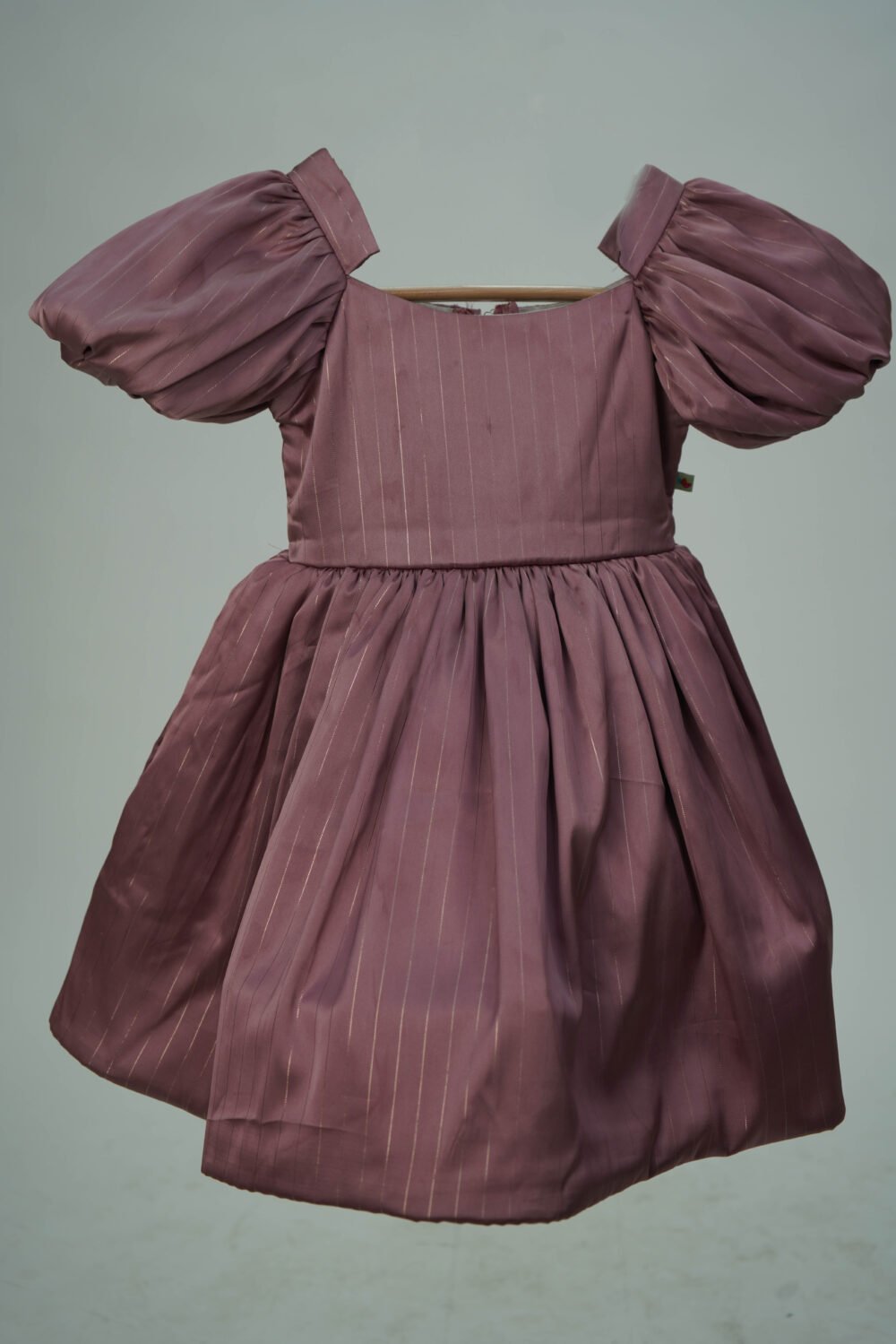 Stylekins Onion Pink Satin Dress With Puff Sleeves
