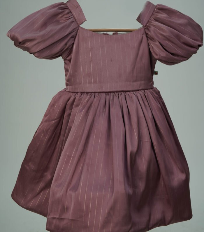 Stylekins Onion Pink Satin Dress With Puff Sleeves