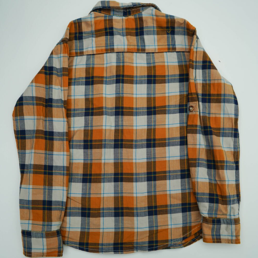 U.S. POLO ASSN Mustard and Blue Checked Cotton  Wool Long Sleeves Shirt - Image 2
