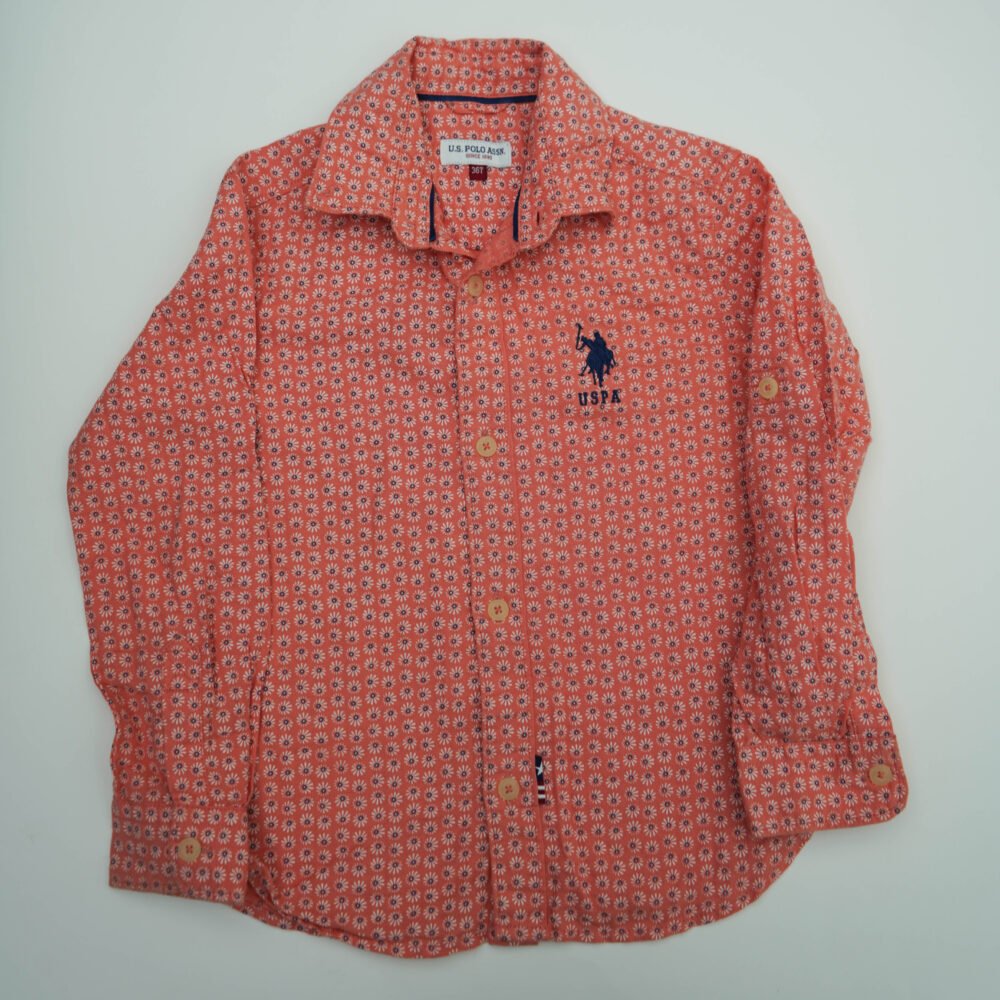 U.S. POLO ASSN Orange Shade Cotton Long Sleeves Shirt