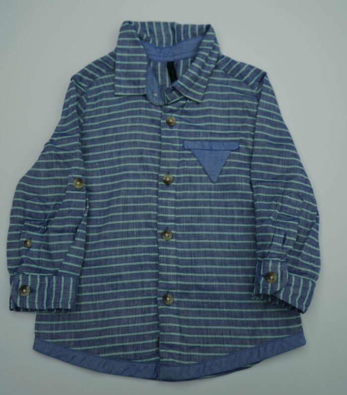 United Colors of Benetton Blue Printed Long Sleeves Cotton Shirt