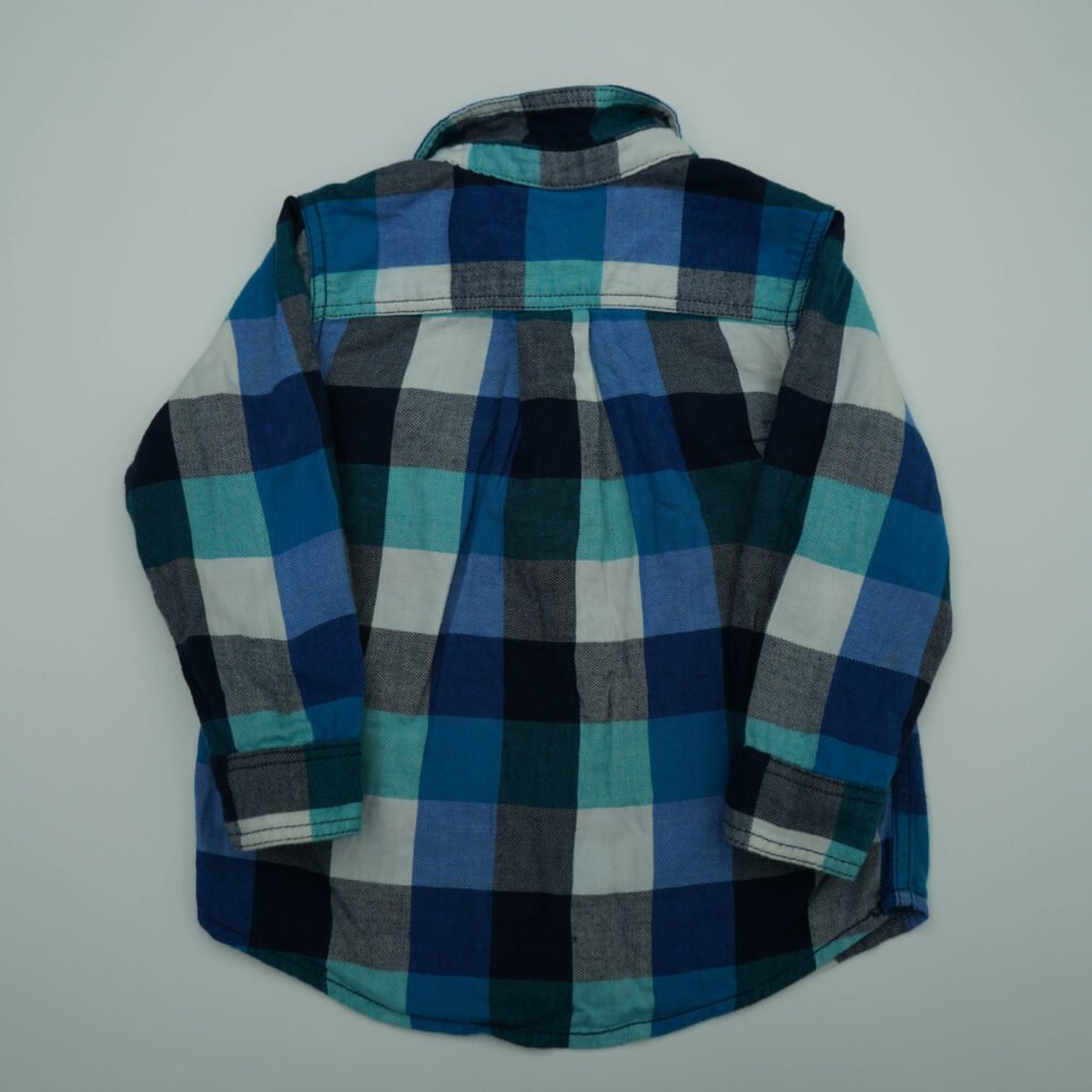 The Children’s Place Blue and White Checked  Long Sleeves Cotton Shirt - Image 2