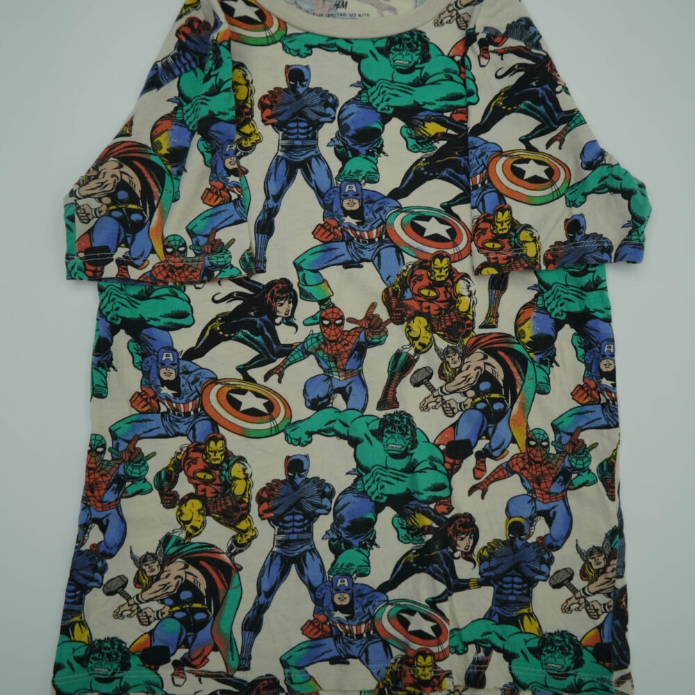 H&M Superheros Print Beige T-Shirt