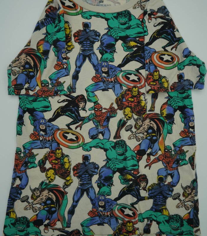 H&M Superheros Print Beige T-Shirt