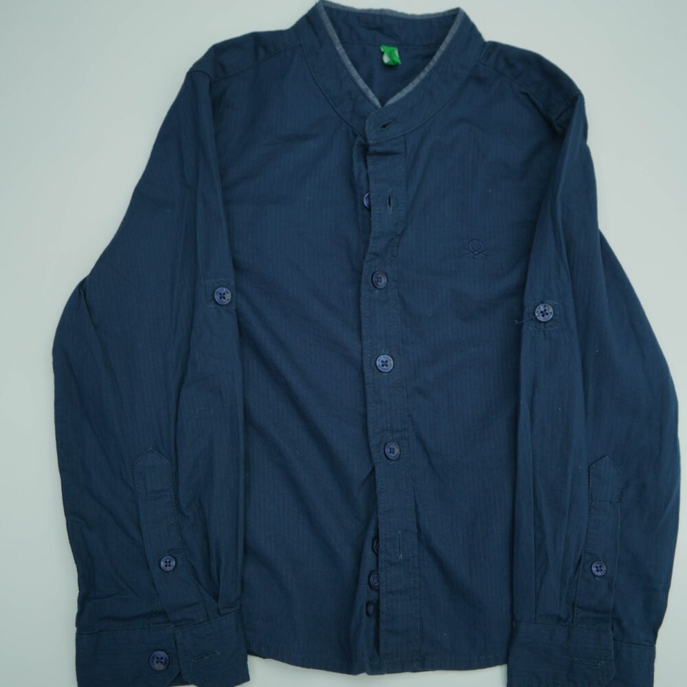 United Colors of Benetton Navy Blue Long Sleeves Cotton Shirt