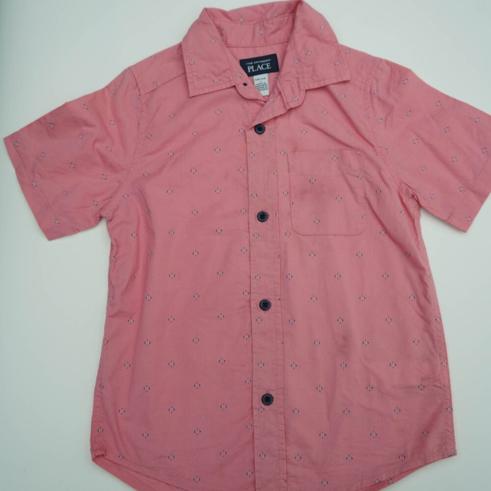The Children’s Place Peachish Pink Printed Half Sleeves Cotton Shirt