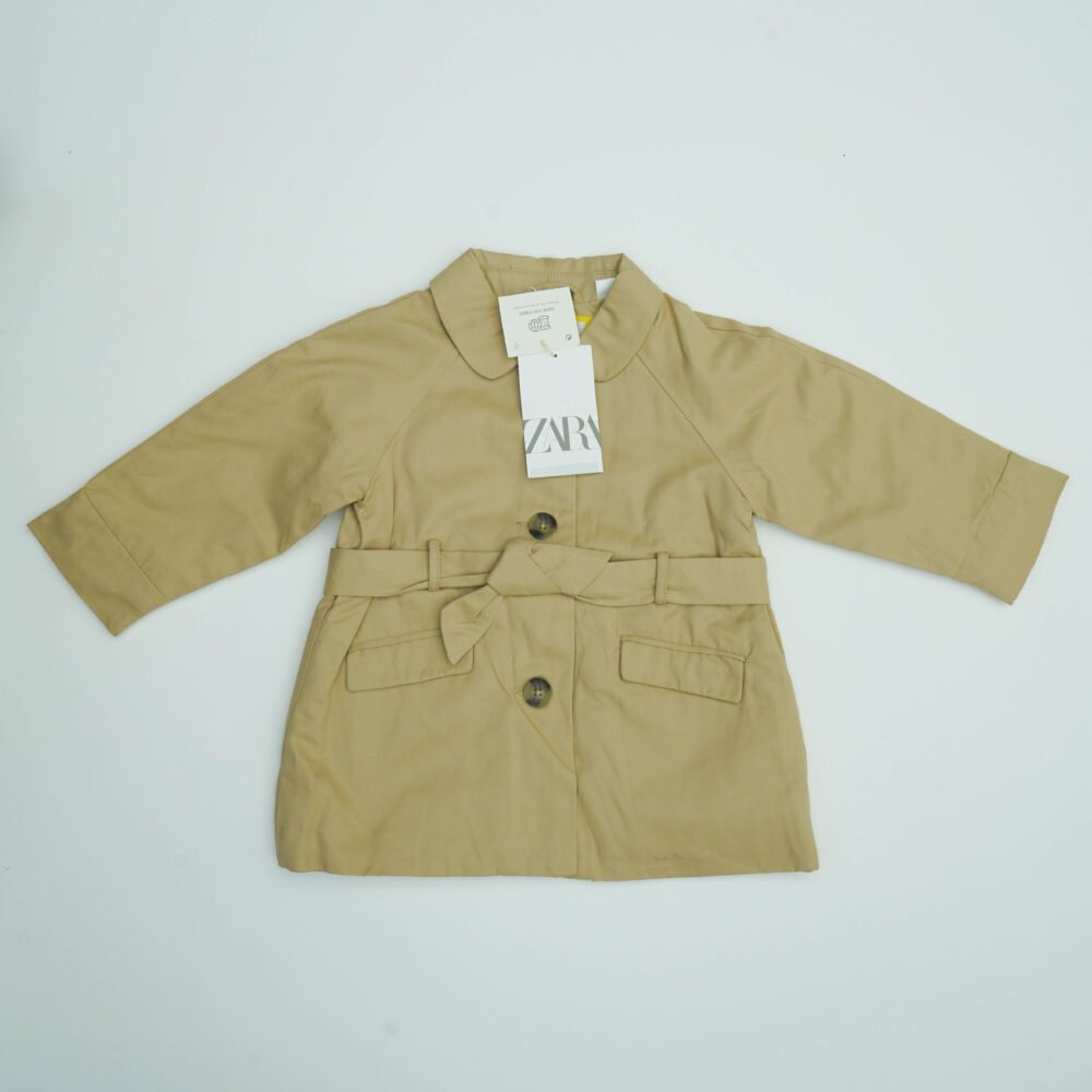 ZARA Quilted Beige Solid Trench Coat