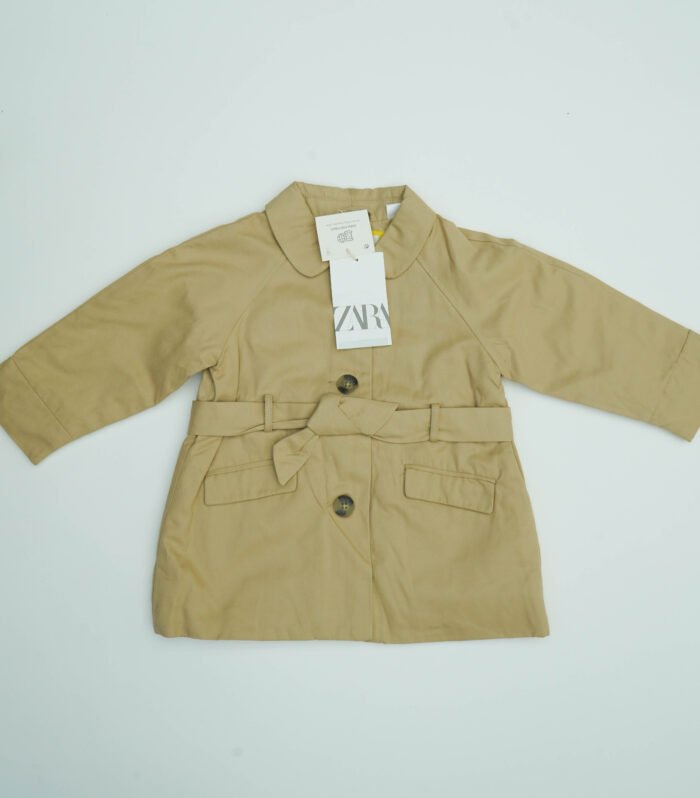 ZARA Quilted Beige Solid Trench Coat
