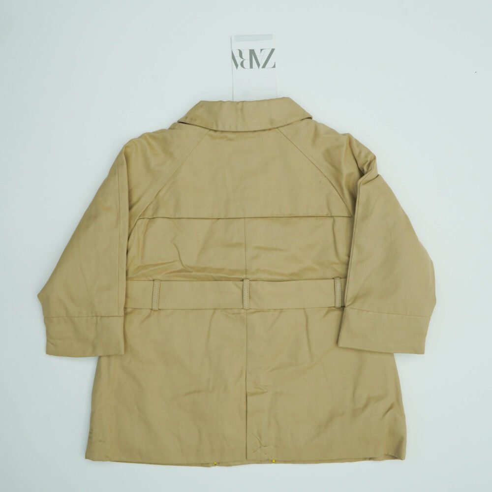 ZARA Quilted Beige Solid Trench Coat - Image 2