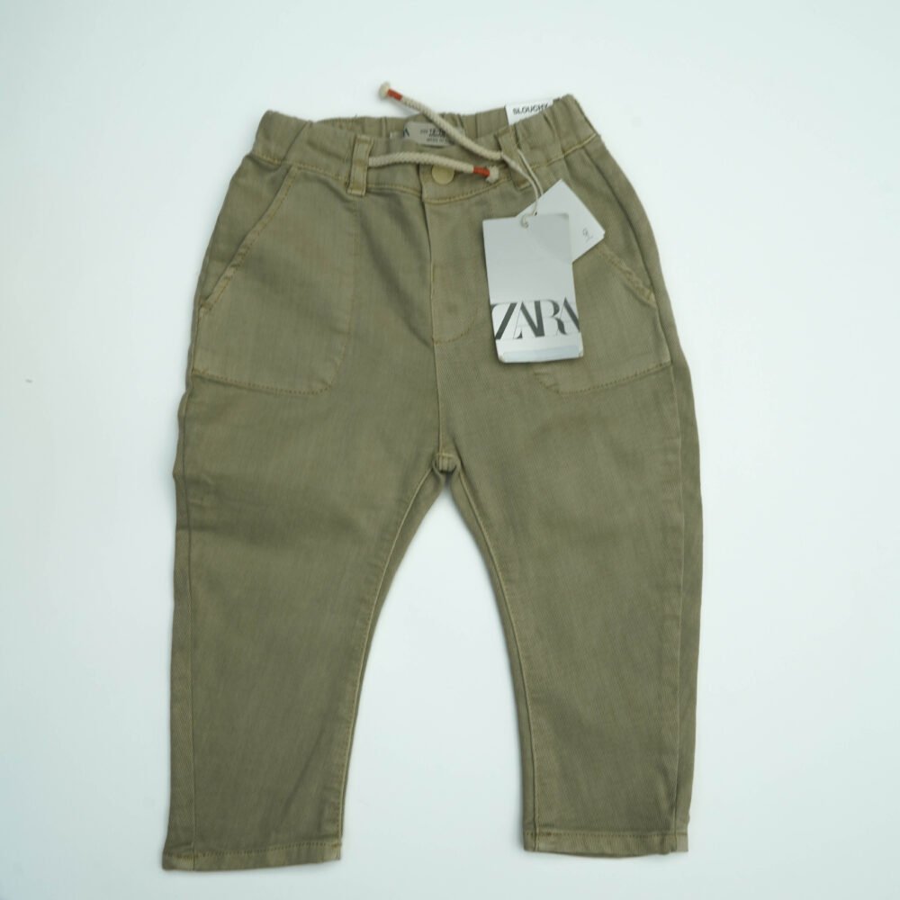 ZARA Beige Slouchy Jeans with Elastic Waistband