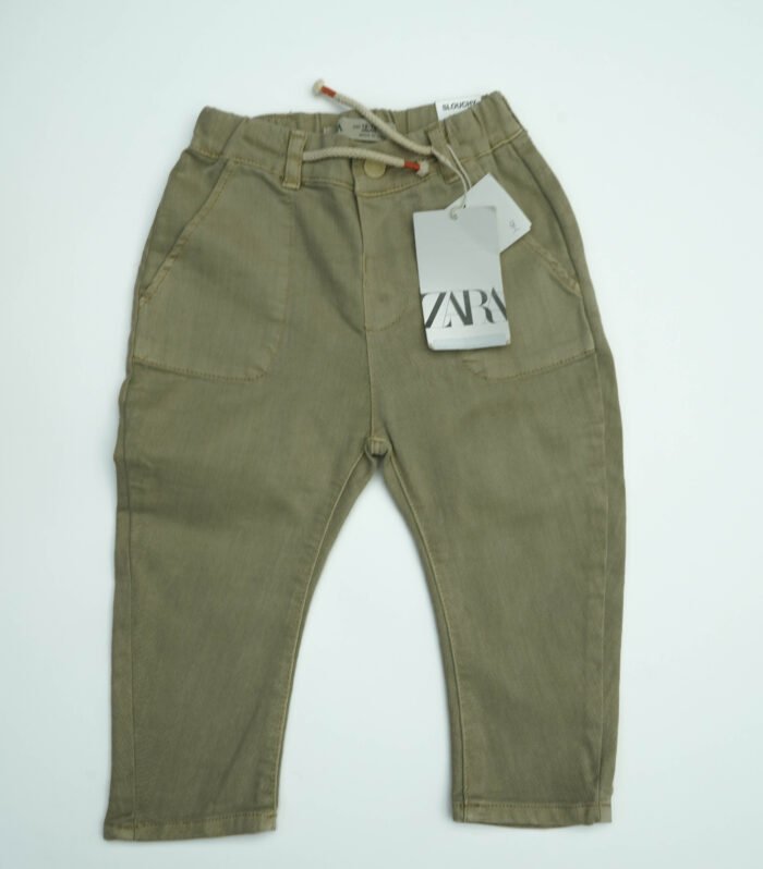 ZARA Beige Slouchy Jeans with Elastic Waistband