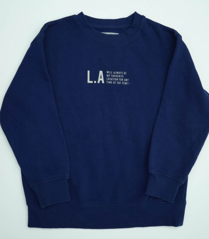 ZARA Cobalt Blue Round Neck L.A. Slogan Jumper