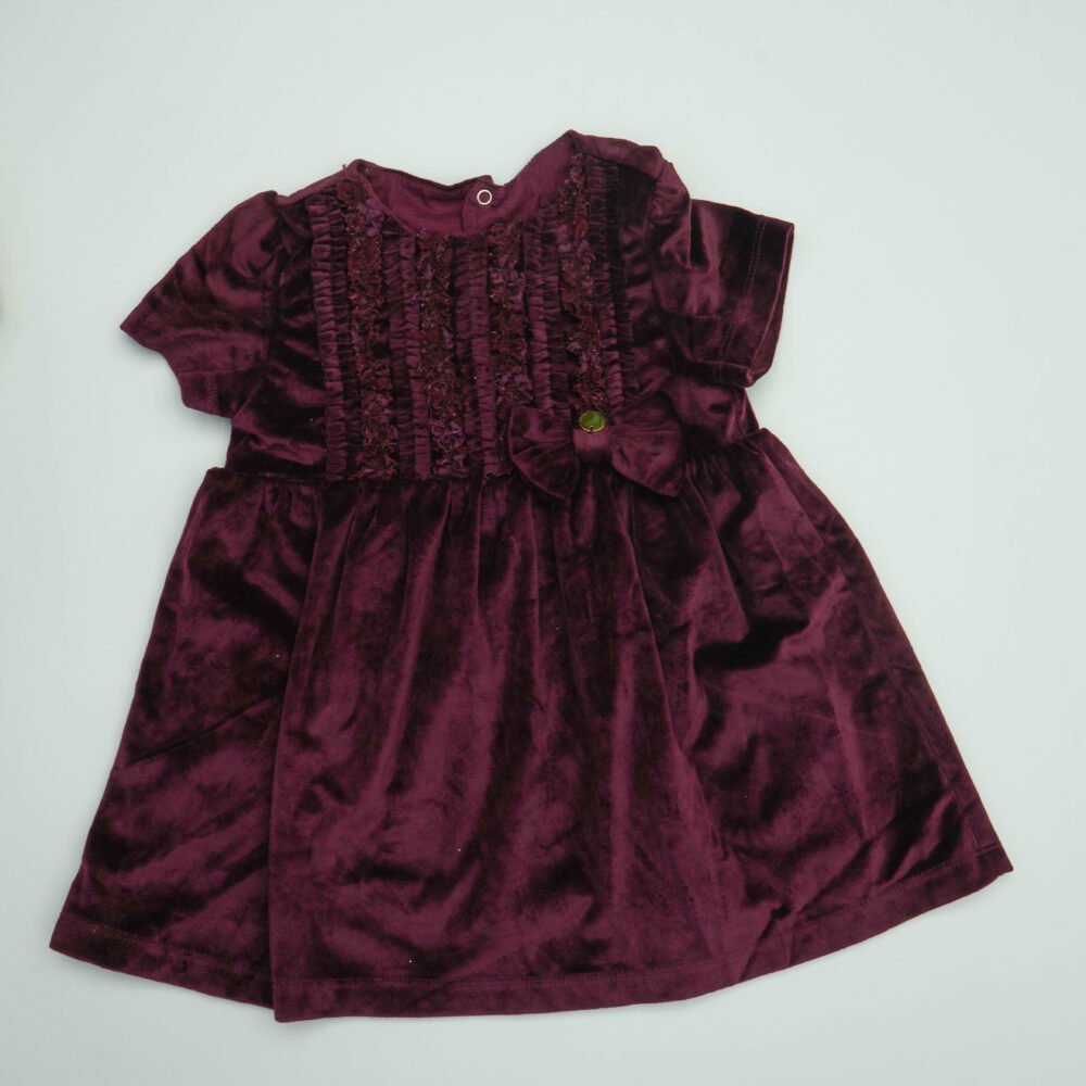 One Friday Dark Magenta Velvet Fit And Flare A-Line Dress - Image 2