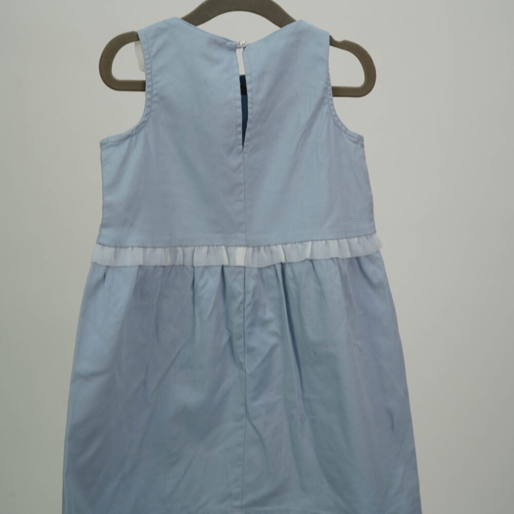 One Friday Cotton Denim Dress With Front Bow And Cut Sleeves - Image 2