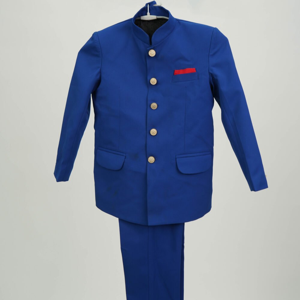 Stylekins Cobalt Blue 2 Piece single Breasted Mandarin Collar Tuxedo With Button Closure