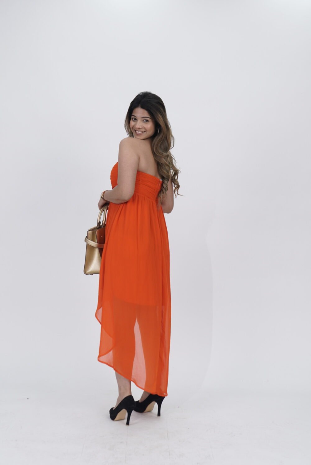 Vero Moda Orange Chiffon Dress With Stonework And Detachable Straps - Image 2