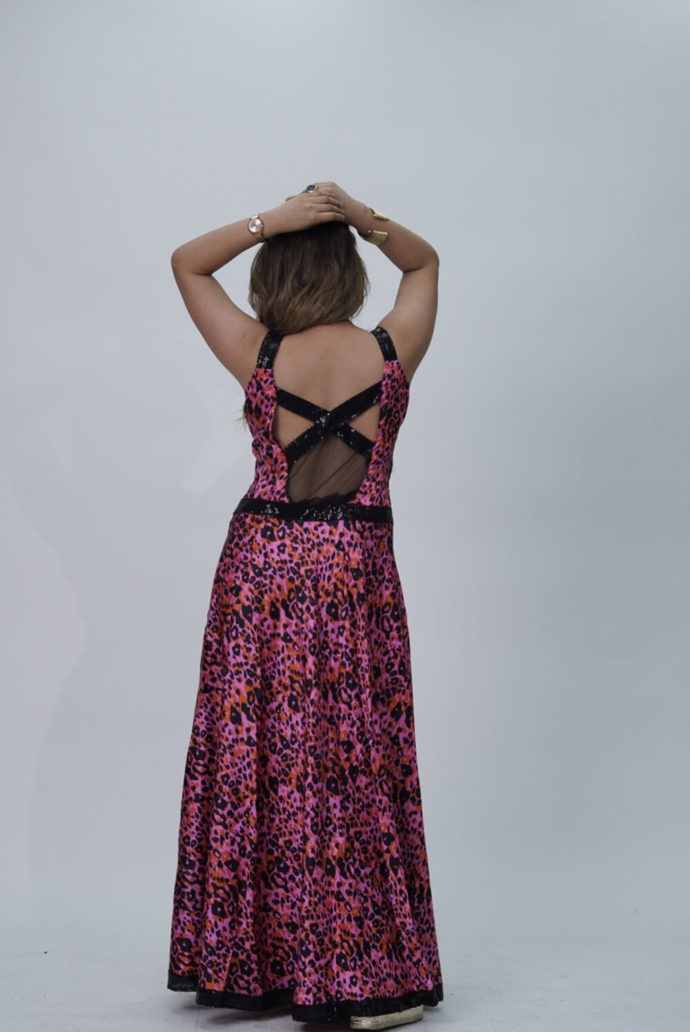 Stylekins Pink Animal Print Satin Gown - Image 2