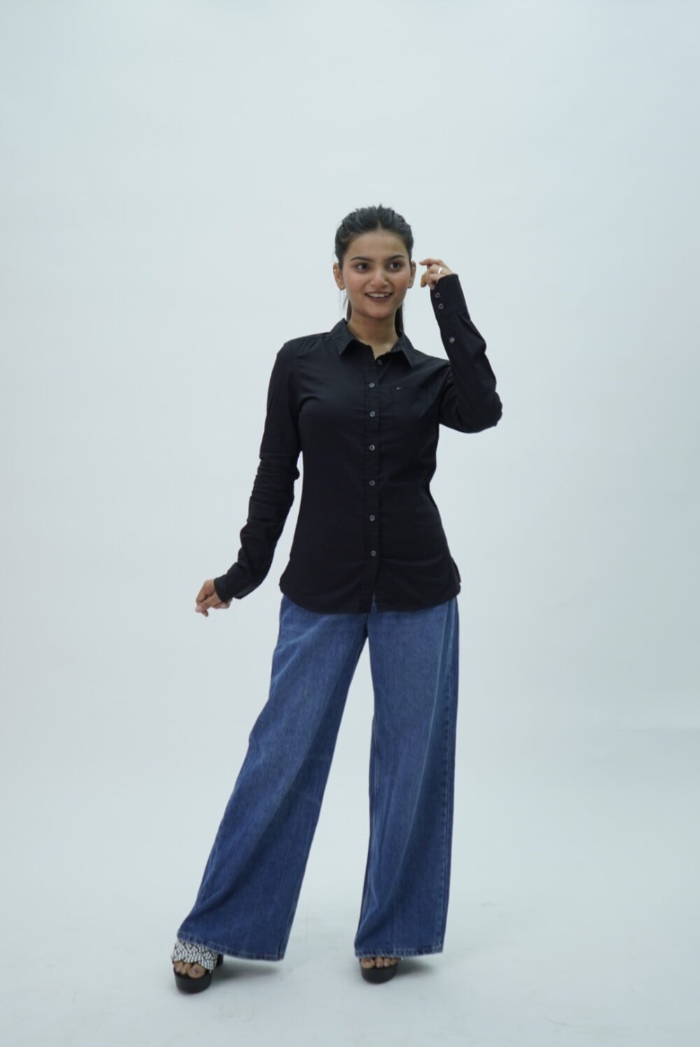 H&M Wide Leg Blue Denim Jeans