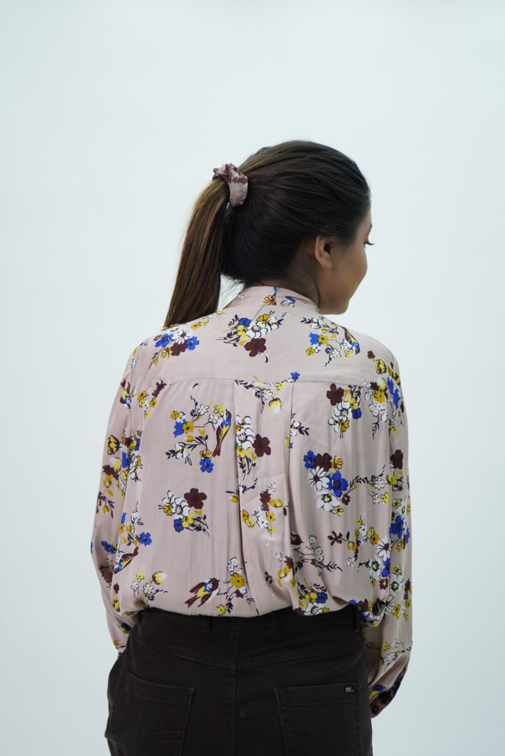 M&S Peach Printed Satin Shirt - Image 2