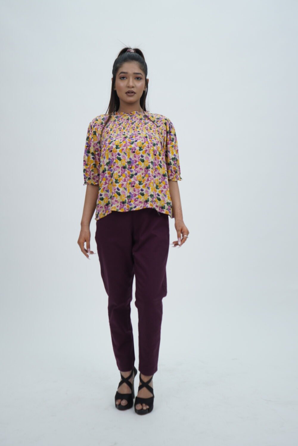 Only floral Print Flair Short Top