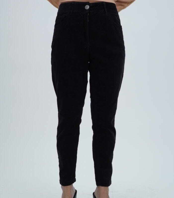 M&S Black Corduroy High Waist Trouser