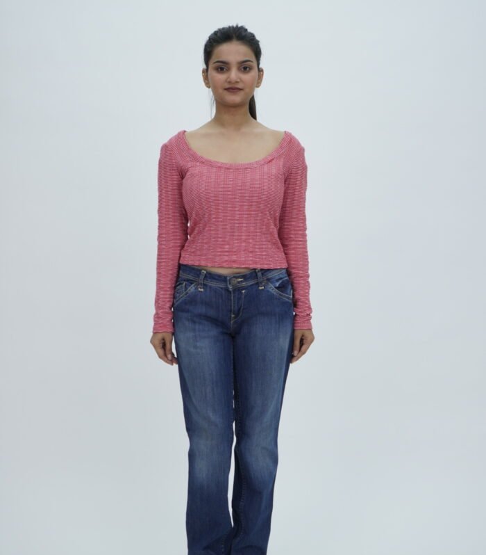 Zara Red And White Striped Crop Top