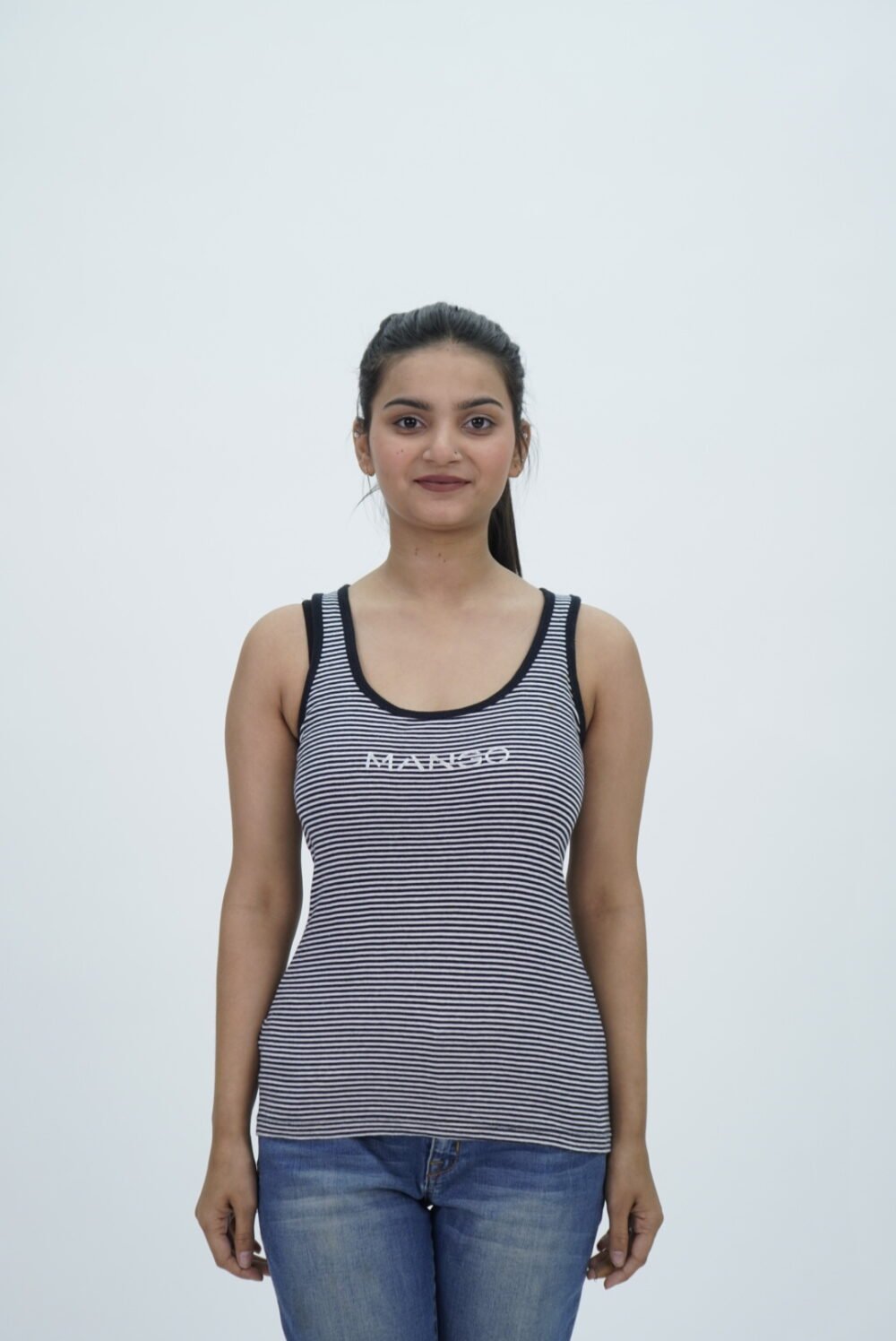 Mango White And Black Stripe Tank Top