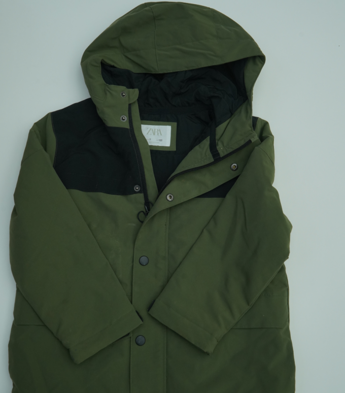 ZARA Dark Olive Green Jacket With Zip and Press Button Closure