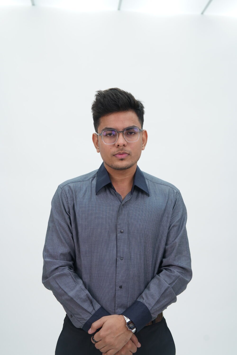 Lagerfeld Navy Blue And White Long Sleeves Shirt