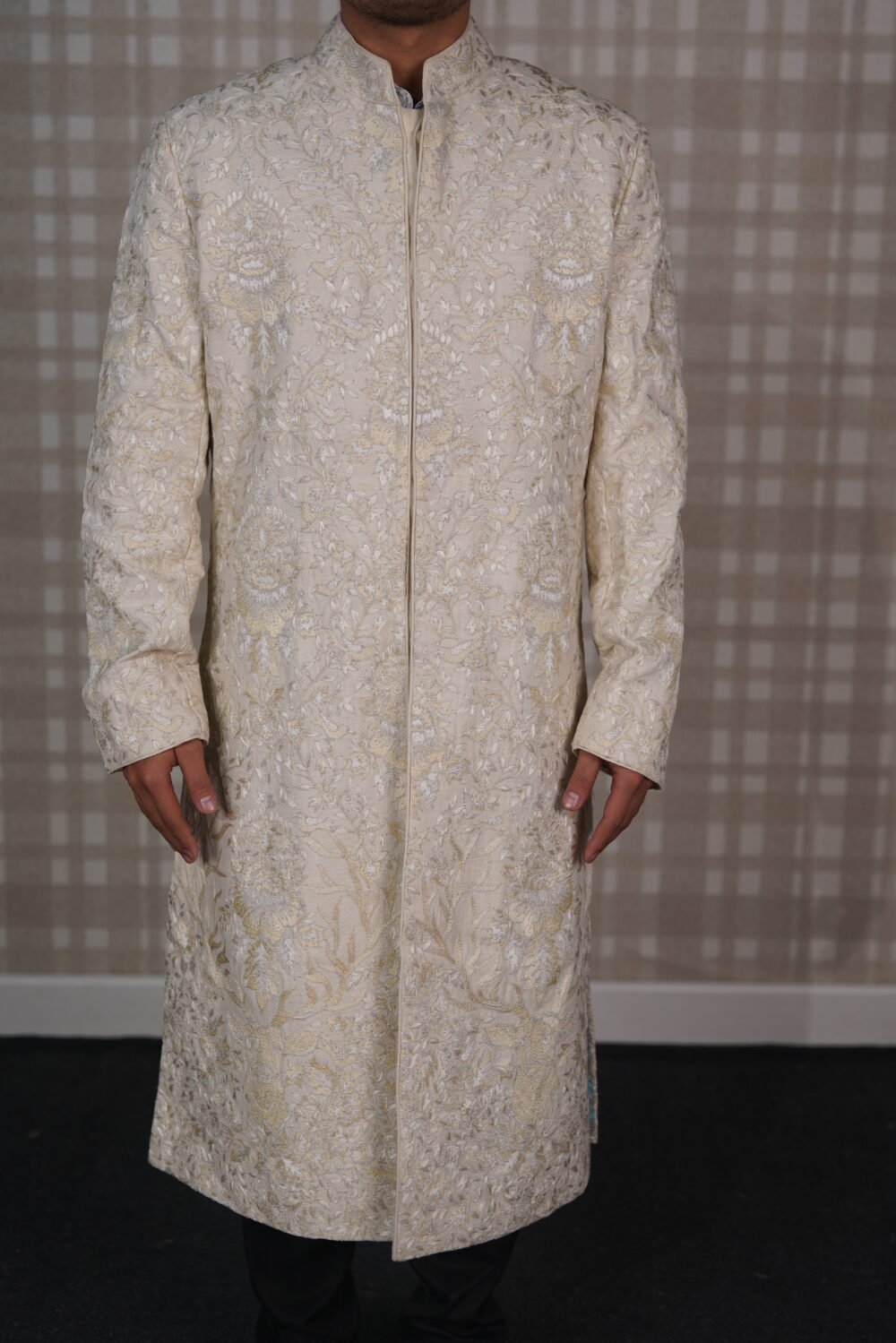 Anita Dongre Pearl White Sherwani With Thread Hand-worked